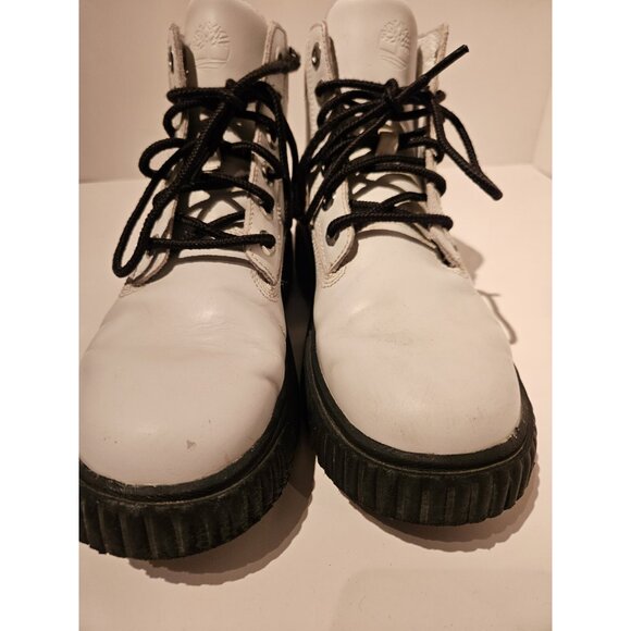 Timberland Greyfield Leather Boots Womens Sz 6.5 in White & Black Full Grain - Picture 5 of 8